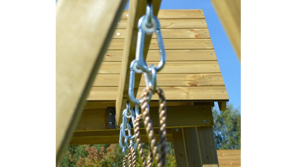 J10 Dječji toranj s toboganom, pješčanikom, klupom za piknik i dvostrukom ljuljačkom